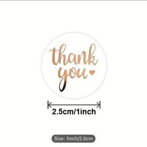 Roll of 500 Gold 'Thank You' Stickers